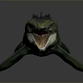 Prehistoric Marine Reptile Model With Green Body Open Mouth And Fins