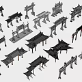 Modern archway gate building entrance gate archway 3d model