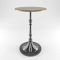Round Side Table with Marble Top and Elegant Metal Base Design 3d model