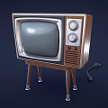 Vintage Retro Television With Three Legged Stand Knobs And Power Cord 3d model