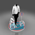 Mannequin In White Jacket Black Pants With Shoes Display Red Striped Screen Jordan Silhouette