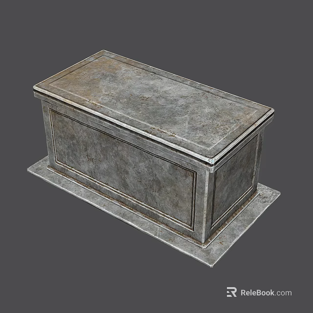 Ancient Stone Chest With Textured Surface And Rectangular Base Design 3d model