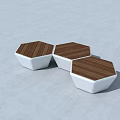 Modern Hexagonal Landscape Seats with Striped Surface and Outdoor Design 3d model