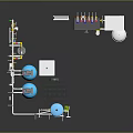 Industrial Mechanical Equipment With Blue Tank Pipes Control Panel And Instruments