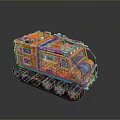 Detailed Orange Military Tank Model with Heavy Duty Tracks and Top Equipment