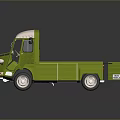 Vintage Green Truck Model With Open Doors White Roof And Brown Seats