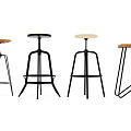 Modern Bar Stools With Different Designs Wooden Light Colored Seats And Metal Frames