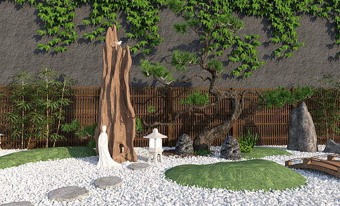 New Chinese style landscape sketch courtyard landscape 3d model