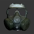 Fire Protection Equipment Green Gas Mask With Transparent Face Shield And Dual Filter Canisters