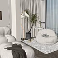 Cozy Beige Bean Bag Chair in Modern Living Room with Floor Lamp and Soft Rug