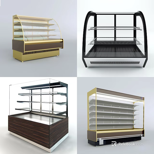 Modern Display Shelves With Glass Doors Wooden Bases And Multi Tier Design 3d model 