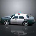 Green And White Taxi Sedan With Roof Light And Antenna