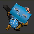 3D Character in Blue Uniform with Helmet Yellow Gloves Knee Pads Tool Belt and Equipment