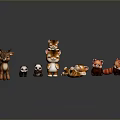 Cute Animal Characters Collection Featuring Deer Pandas Kittens Tigers And Reflections