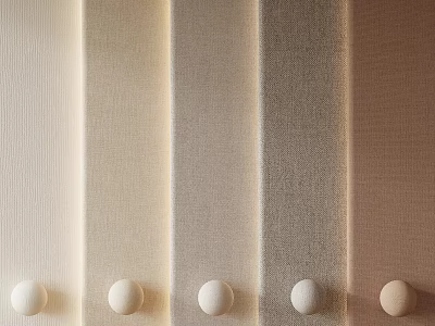 Modern Textured Wall Panels In Beige Light Brown Tones With Round Decorative Accents 3d model