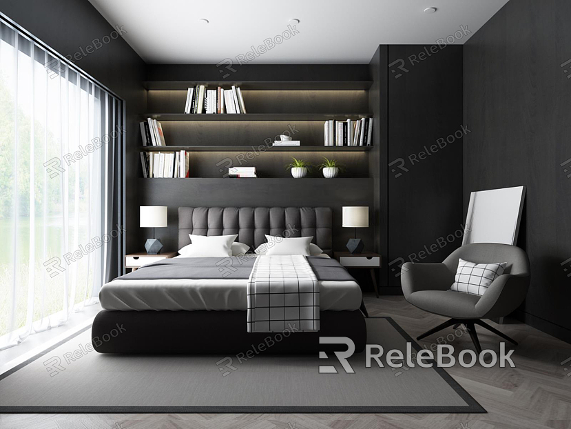 Modern background double bed model