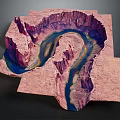 Natural Canyon Terrain Showcasing Winding Blue River And Red Rock Formations