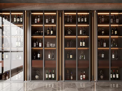 Modern Wine Cabinet Design With Glass Doors And LED Lighting For Wine Storage 3d model