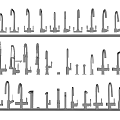 Assorted Faucet Designs Showcased on White Shelves in Display Collection