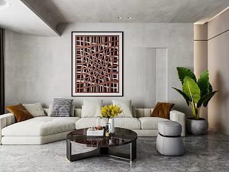 Modern living room sofa coffee table combination 3d model