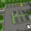 Eco Friendly Parking Lot with Green Vegetation Multiple Parking Spaces and Parked Vehicles