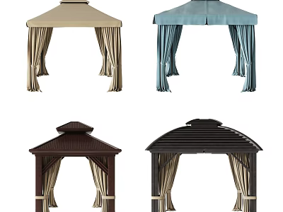 Outdoor Canopy Tents With Various Colors And Draperies For Garden Use 3d model