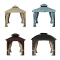 Outdoor Canopy Tents With Various Colors And Draperies For Garden Use