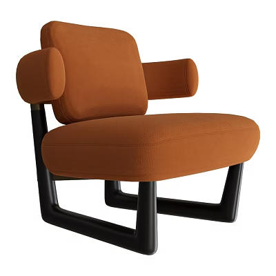 Modern Orange Single Sofa With Upholstered Seat Armrest And Black Legs 3d model