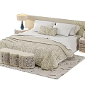 Cozy Kids Bed With Soft Bedding Pillows Side Table Lamp And Storage Stools