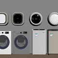 Modern Washing Machines With Various Designs Including Wall Mounted And Freestanding Styles