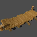 Rustic Wooden Bridge With Planks Ropes And Supporting Wooden Posts
