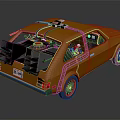 Yellow Vintage Modified Car With Custom Roof Gear And Trunk Equipment