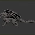 Detailed Fantasy Dragon Game Movie Character 3D Model With Sharp Wings And Scales