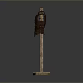 Medieval Weapon Brown Armor Displayed on Wooden Stand with Rustic Finish