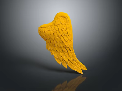 Vibrant Yellow Heart Shaped Wing Ornamental Decorative Household Item for Home Decor 3d model
