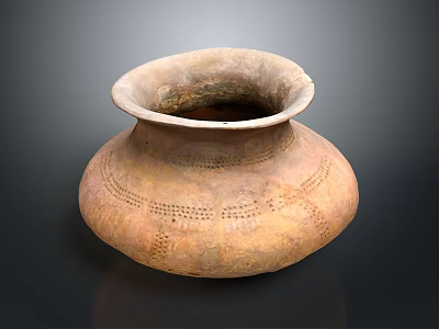 Ancient Hand Carved Clay Pot With Intricate Surface Patterns And Textures 3d model