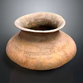 Ancient Hand Carved Clay Pot With Intricate Surface Patterns And Textures