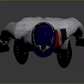 Racing Character With Blue Helmet White Jumpsuit Red Black Stripes Black Gloves And Boots