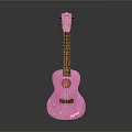 Pink Sparkling Ukulele Musical Instrument with Painted Design and Glossy Finish