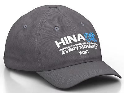 Stylish Gray Hat With HINA Worldwide Travel Tourism Every Moment Blue Logo 3d model