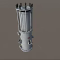 Cylindrical Metal Industrial Equipment With Top Bolts And Base Supports