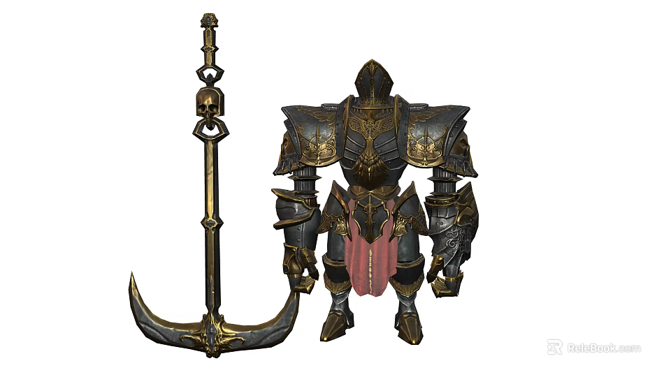 Ornate Medieval Heavy Armor Set With Decorative Weapon And Intricate Design Details 3d model 