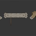 Castle Style Stone Architectural Components With Archway Pillars And Open Door Design