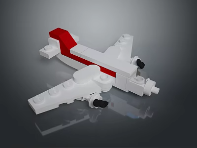 Lego Airplane Model Toy in White Red with Wings and Propeller for Daily Life 3d model