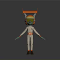 Cartoon Character Figure With Green Skin White Spacesuit Orange Helmet And Goggles