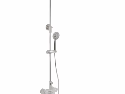 Modern Chrome Shower Faucet With Fixed And Handheld Showerheads And Rod 3d model