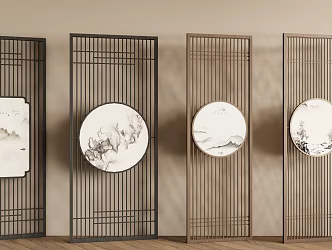 New Chinese Screen Wooden Screen Zen Screen 3d model