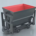 Industrial Hopper Cart Featuring Gray Body Red Interior And Wheel Frame
