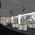 Modern Lounge Area Interior With Comfortable Sofa Coffee Table Green Plants And Floor-to-Ceiling Windows
