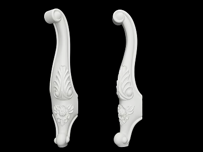 White Decorative Columns With Ornate Carved Floral Patterns And Details 3d model